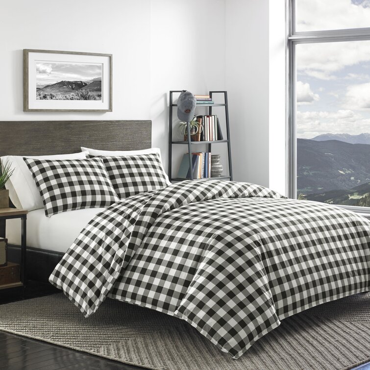 Eddie Bauer Mountain Plaid Red Cotton Duvet Cover Set